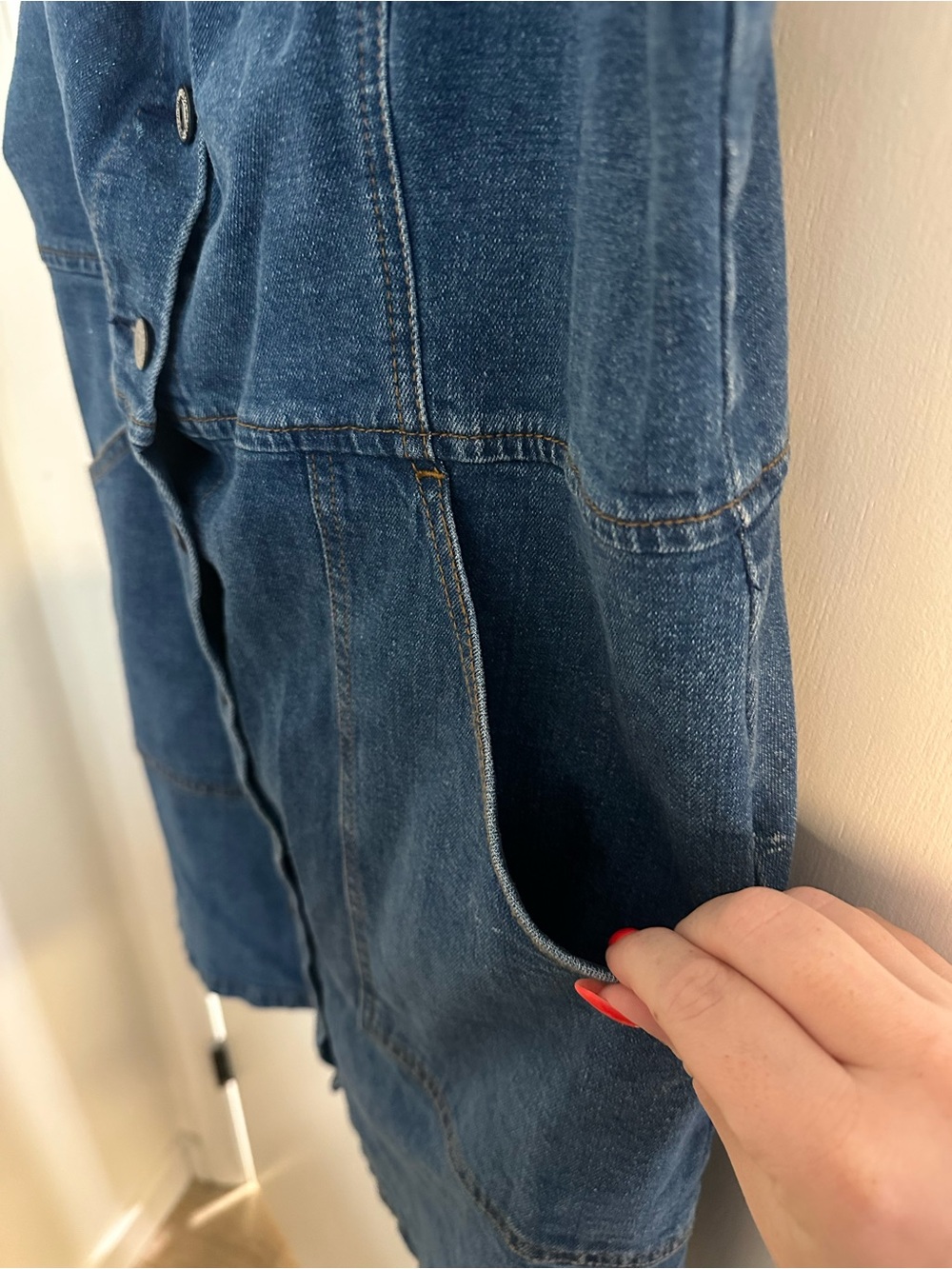 Denim Button-Front Mini Dress - Picture 2 of 4